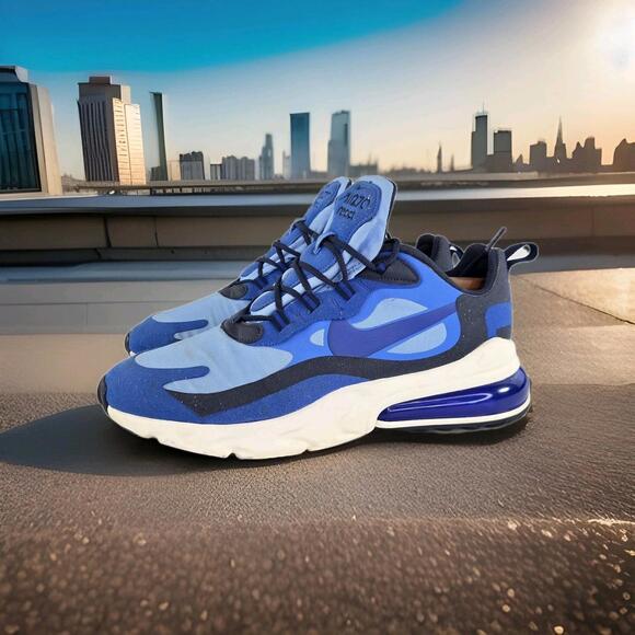 Nike Air Max 270 Blue Void React Impressionism Art US 10 Athletic Casual Sneaker